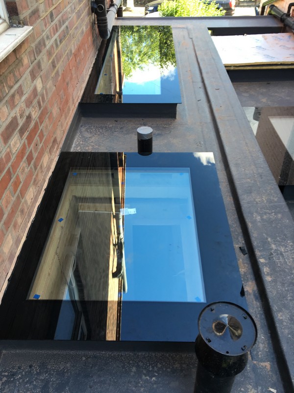 Multiple flat roof skylights on extension in Greenwich